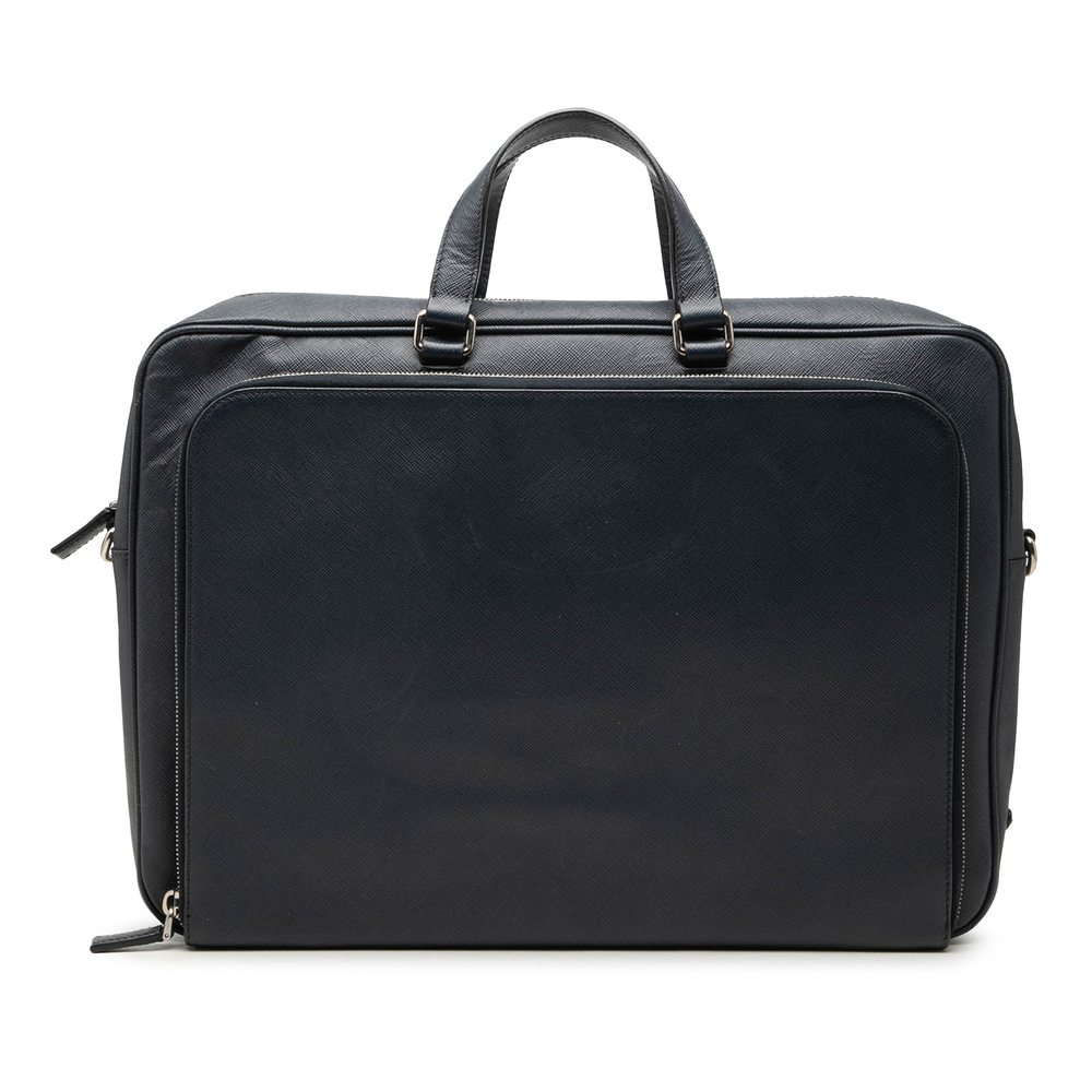Pre-Loved Prada Saffiano Cuir Travel Front Zip Pocket Briefcase